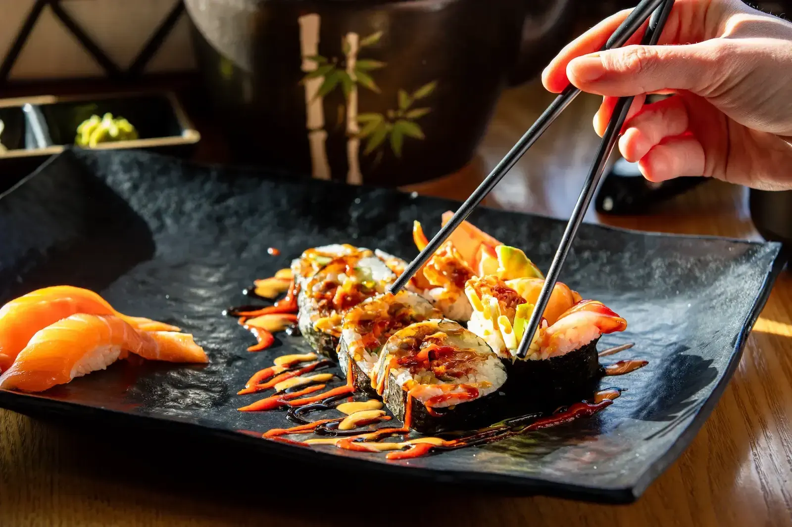 long line of sushi
