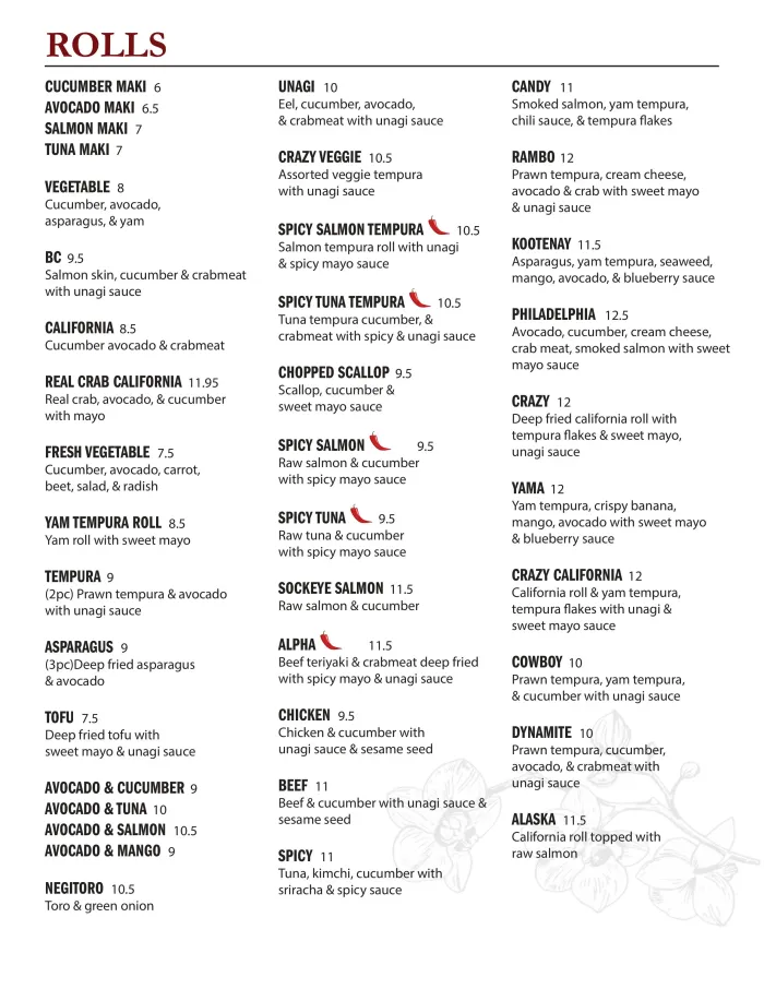 menu